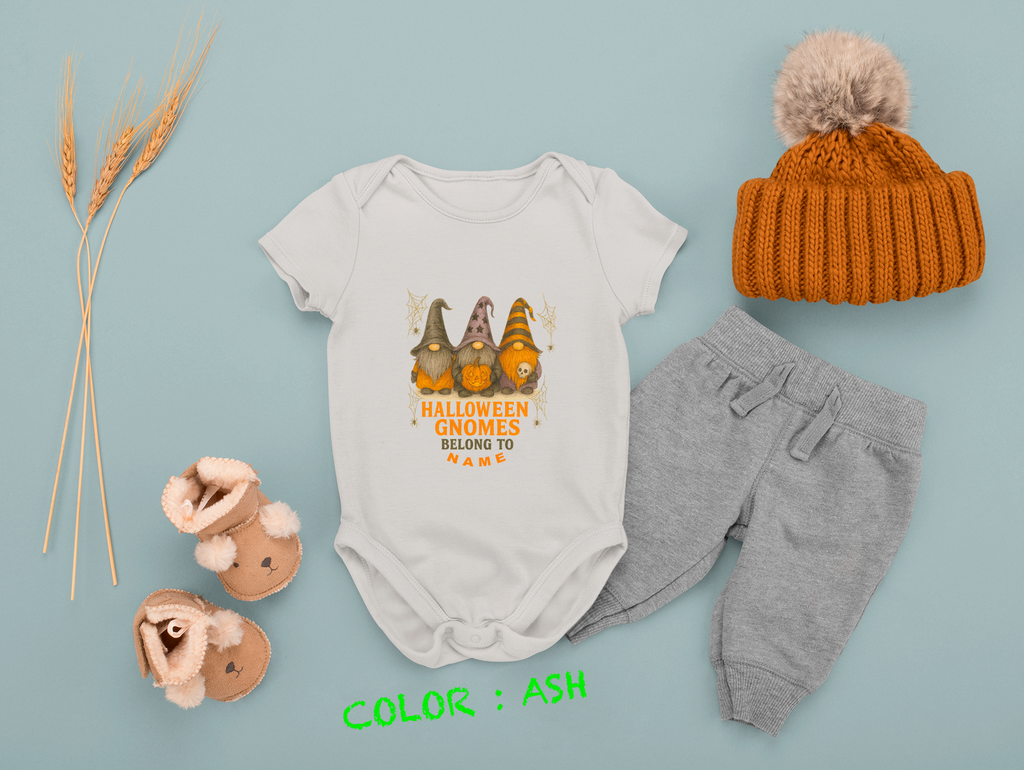Halloween Baby Outfit, Fun Baby Outfit, Adorable Bodysuit, Baby Shower Favor, Baby Clothes. Garden Gnome Themed.