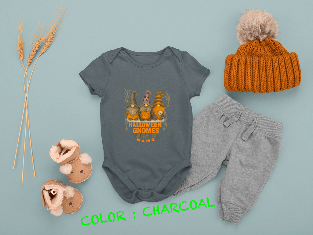 Halloween Baby Outfit, Fun Baby Outfit, Adorable Bodysuit, Baby Shower Favor, Baby Clothes. Garden Gnome Themed.