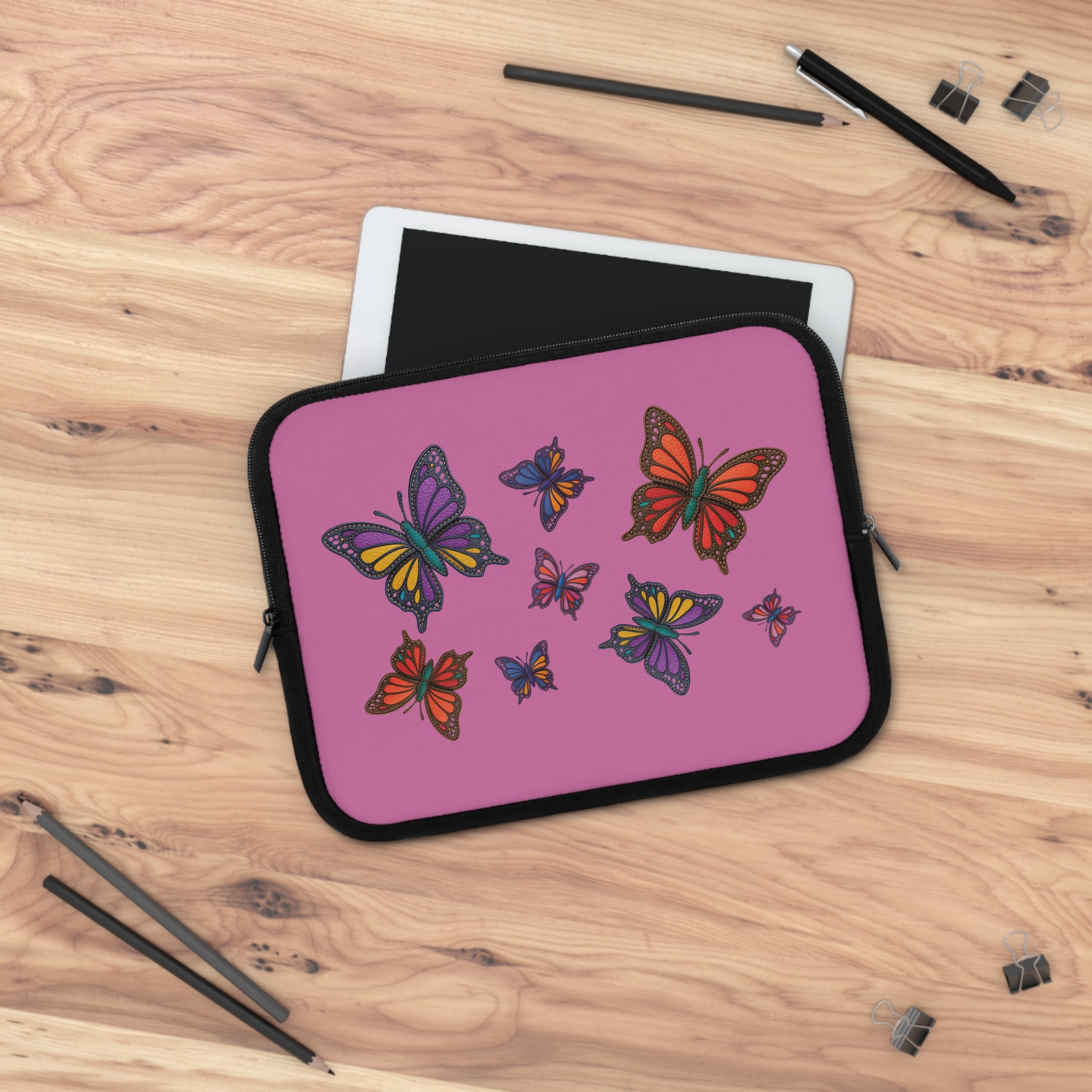 Colorful Butterfly Laptop Sleeve, Cute Purple Tech Case, Gift for Students, MacBook Bag, Unique Laptop Protector