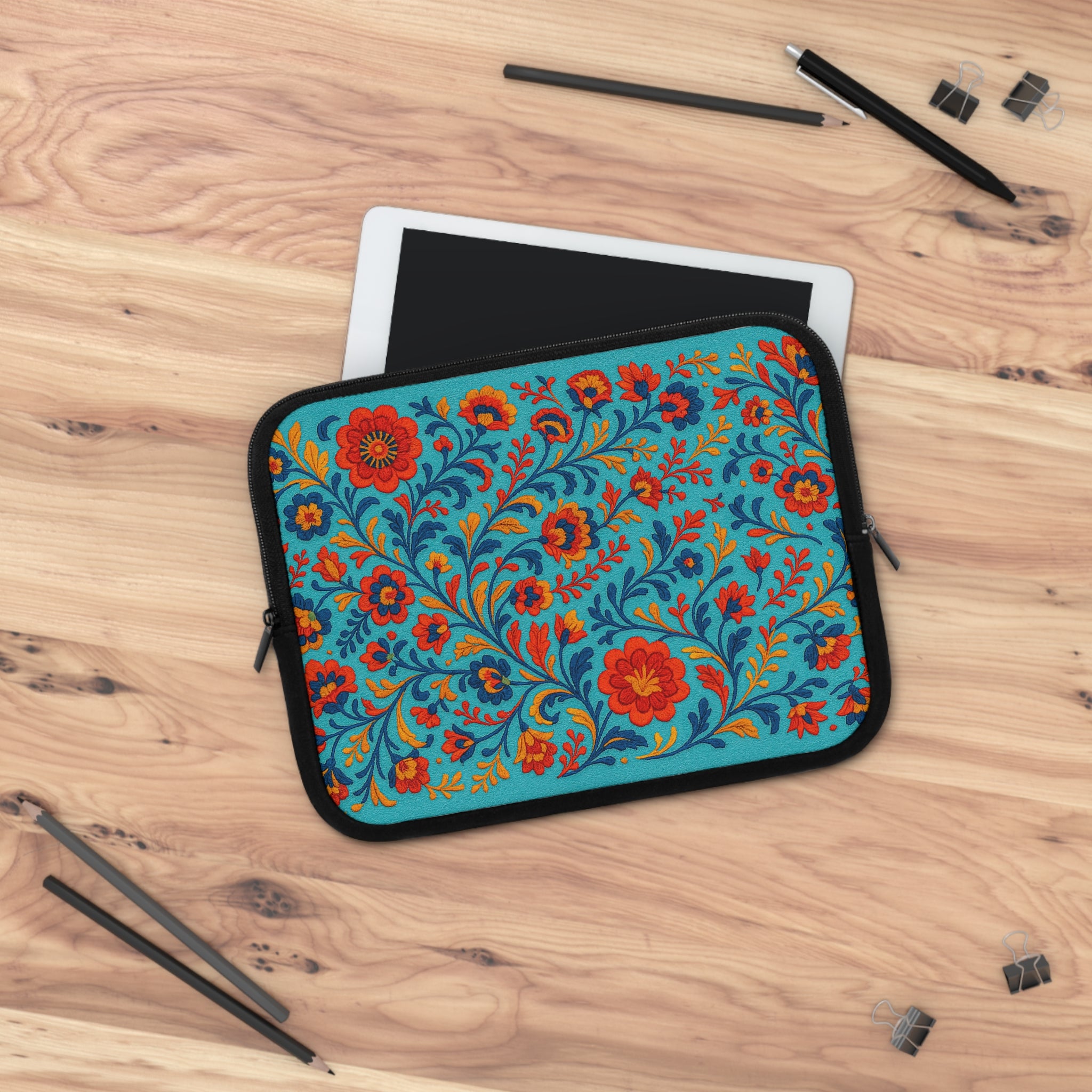 Bohemian Floral Laptop Sleeve - Colorful Tech Case, Laptop Bag, Artistic Sleeve for MacBook