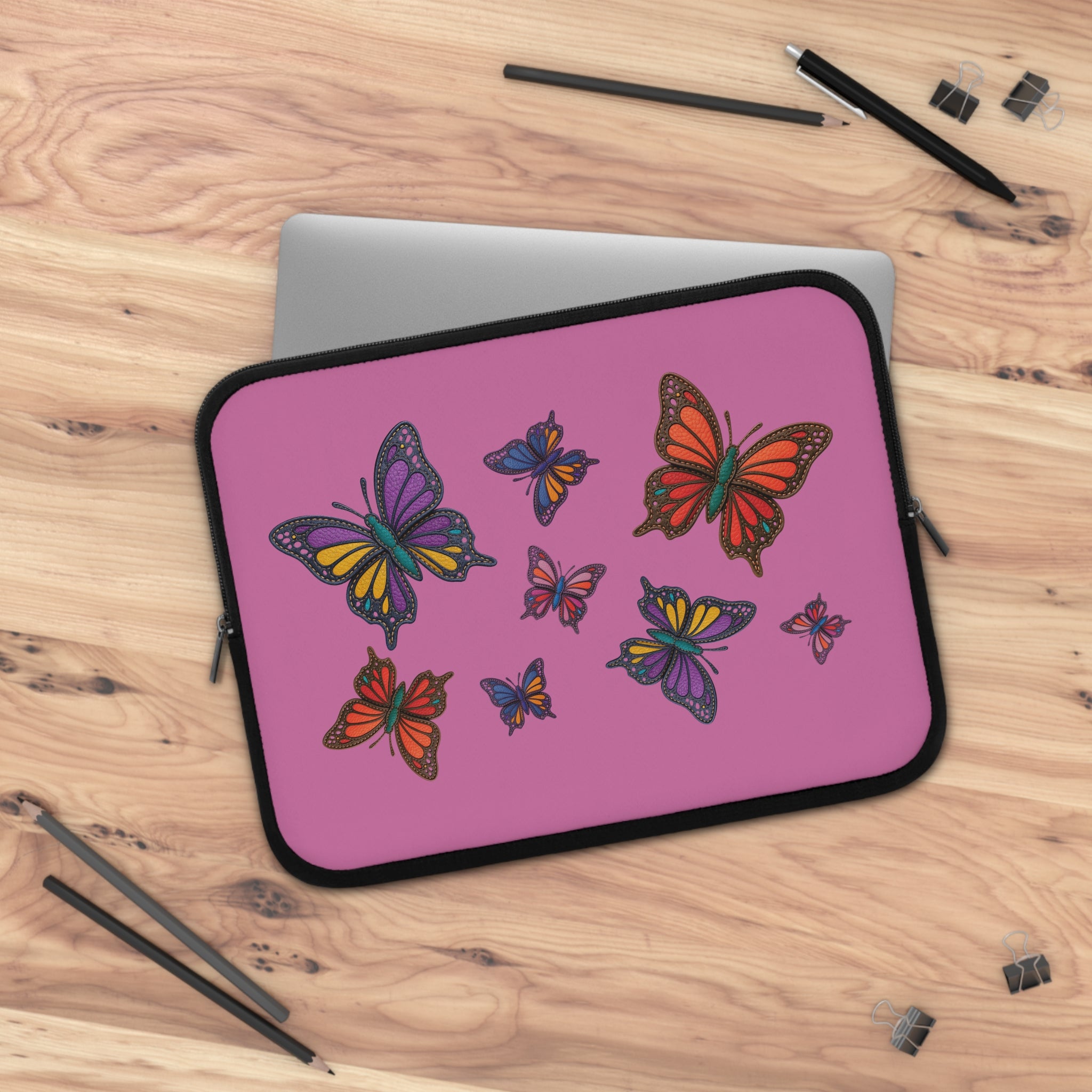 Colorful Butterfly Laptop Sleeve, Cute Purple Tech Case, Gift for Students, MacBook Bag, Unique Laptop Protector