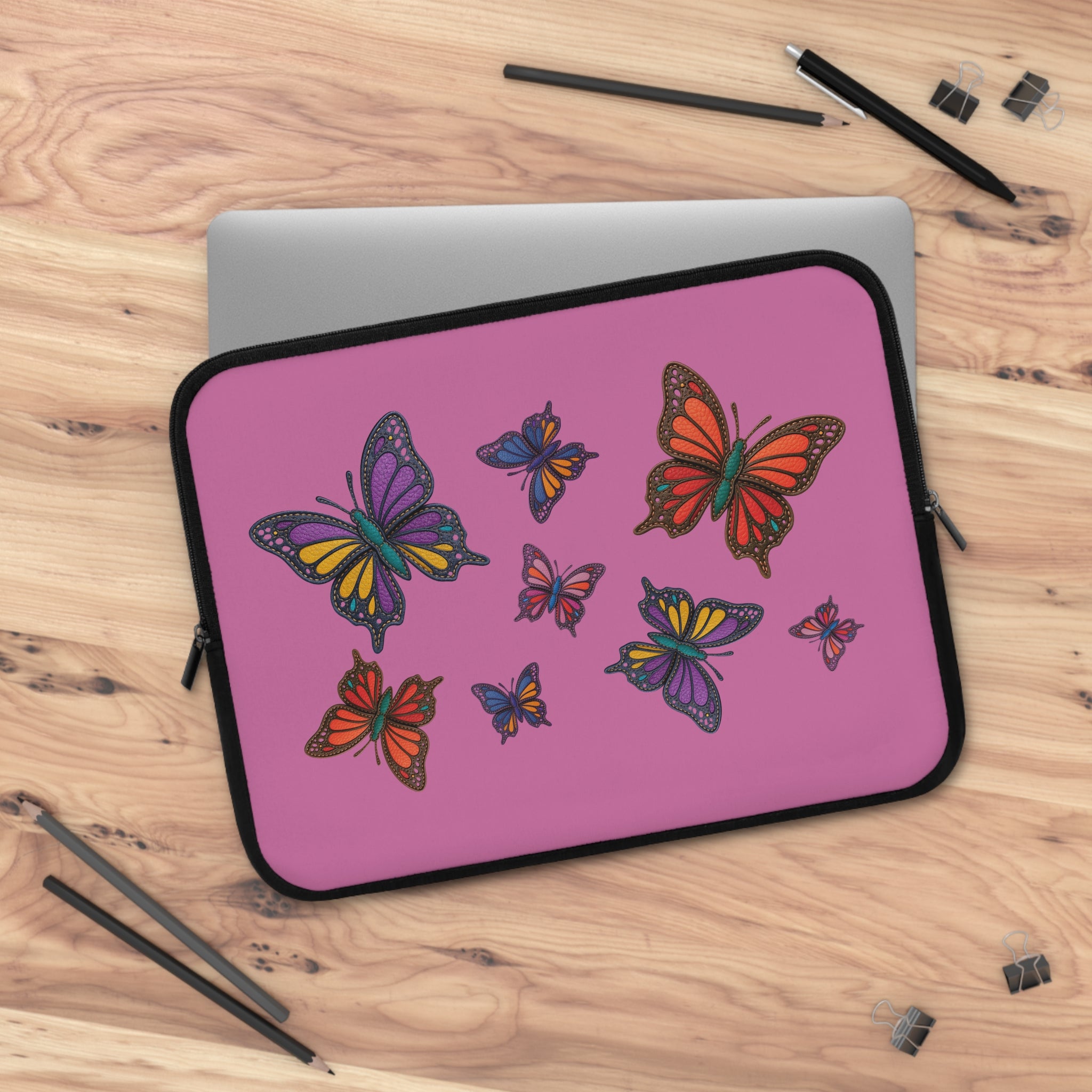 Colorful Butterfly Laptop Sleeve, Cute Purple Tech Case, Gift for Students, MacBook Bag, Unique Laptop Protector