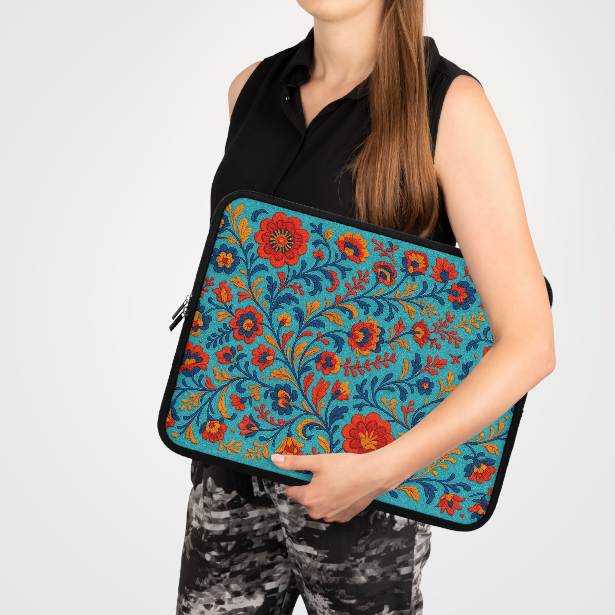 Bohemian Floral Laptop Sleeve - Colorful Tech Case, Laptop Bag, Artistic Sleeve for MacBook
