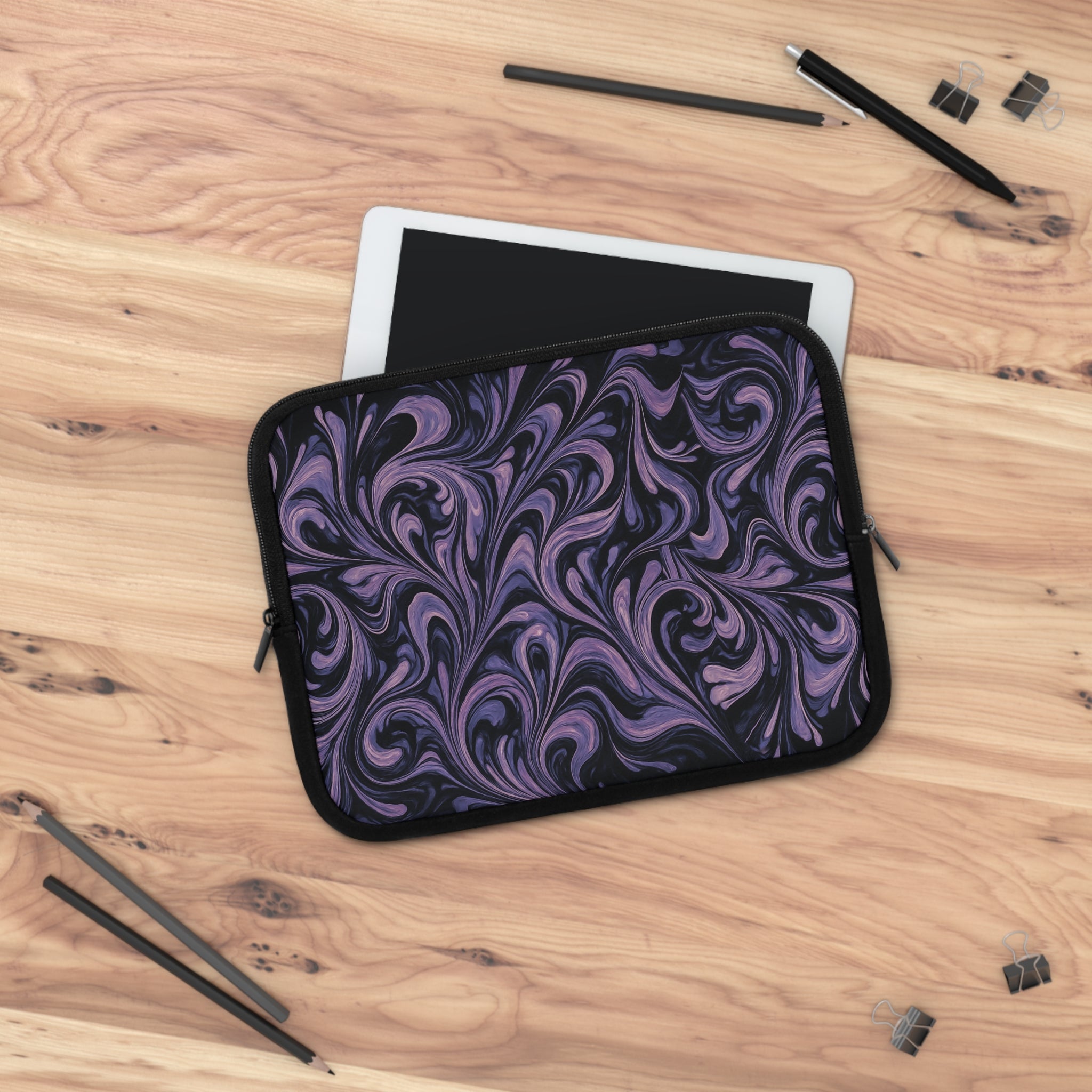 Elegant Purple Marbling Laptop and Tablet Sleeve - Stylish Computer Bag, Technology Accessory, Students, Work, and School
