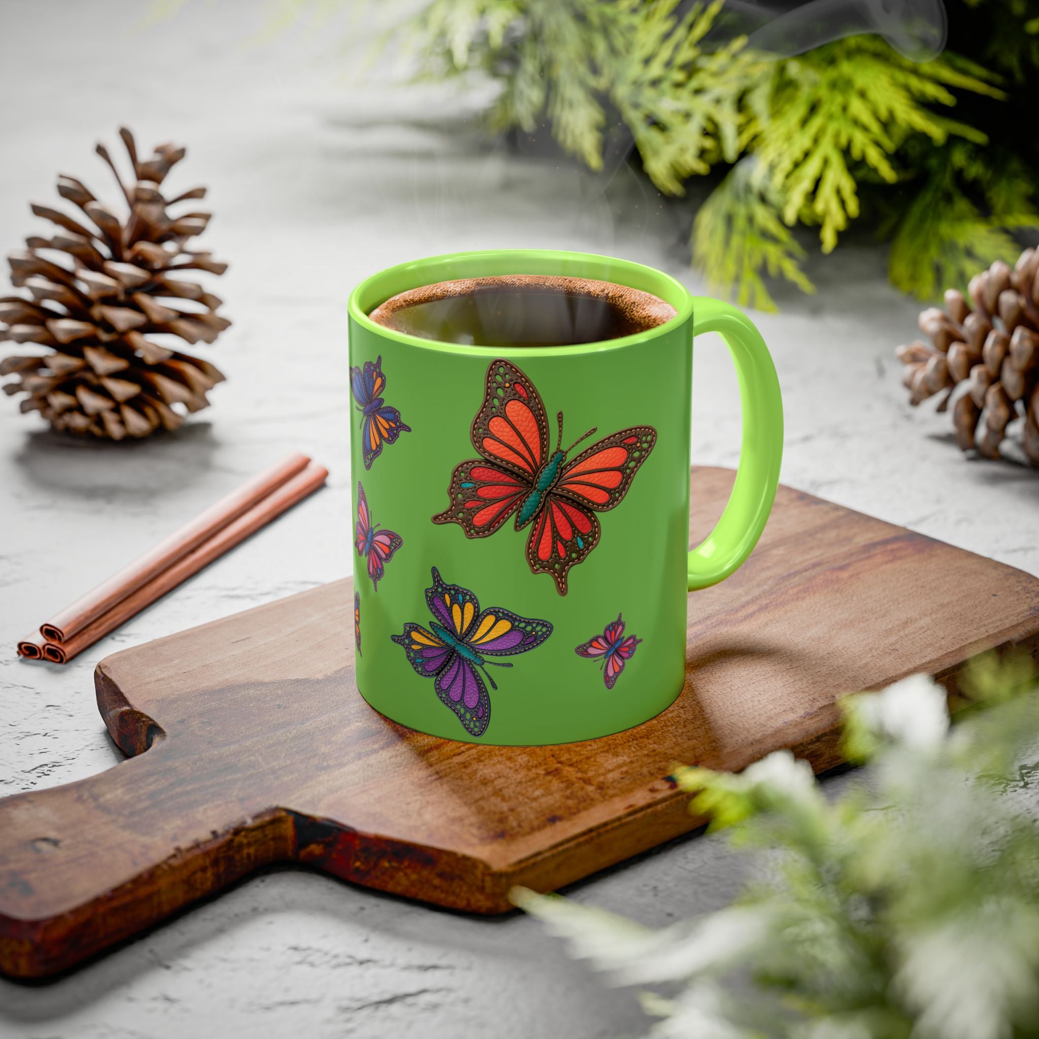 Colorful Butterfly Mug - Vibrant Coffee Cup, Gift for Nature Lovers, Eco-Friendly Drinkware, Spring Decor, 11oz & 15oz Options