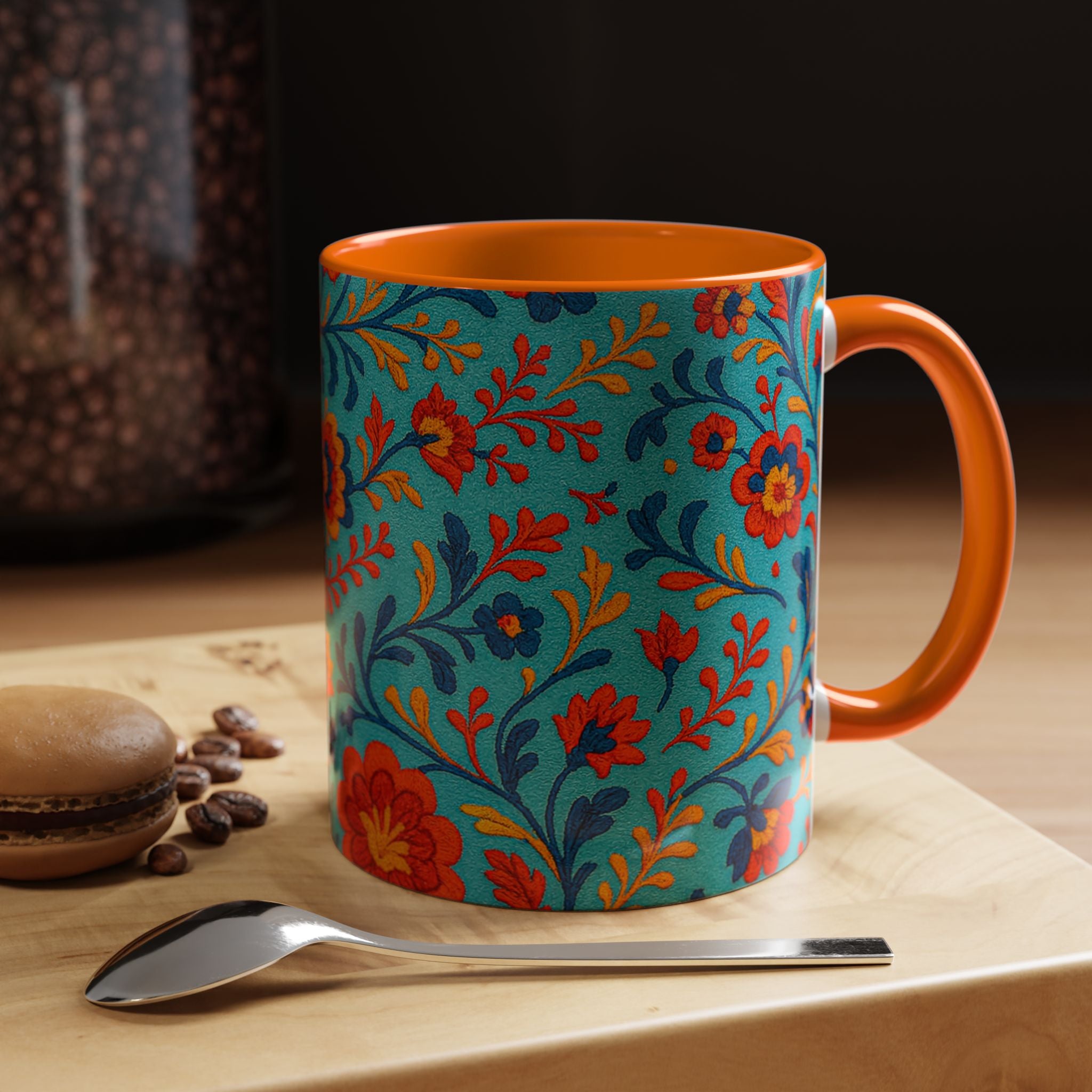 Vibrant Floral Accent Coffee Mug for Home, Office, Gifts, Mother's Day, Tea Lovers, Colorful Drinkware