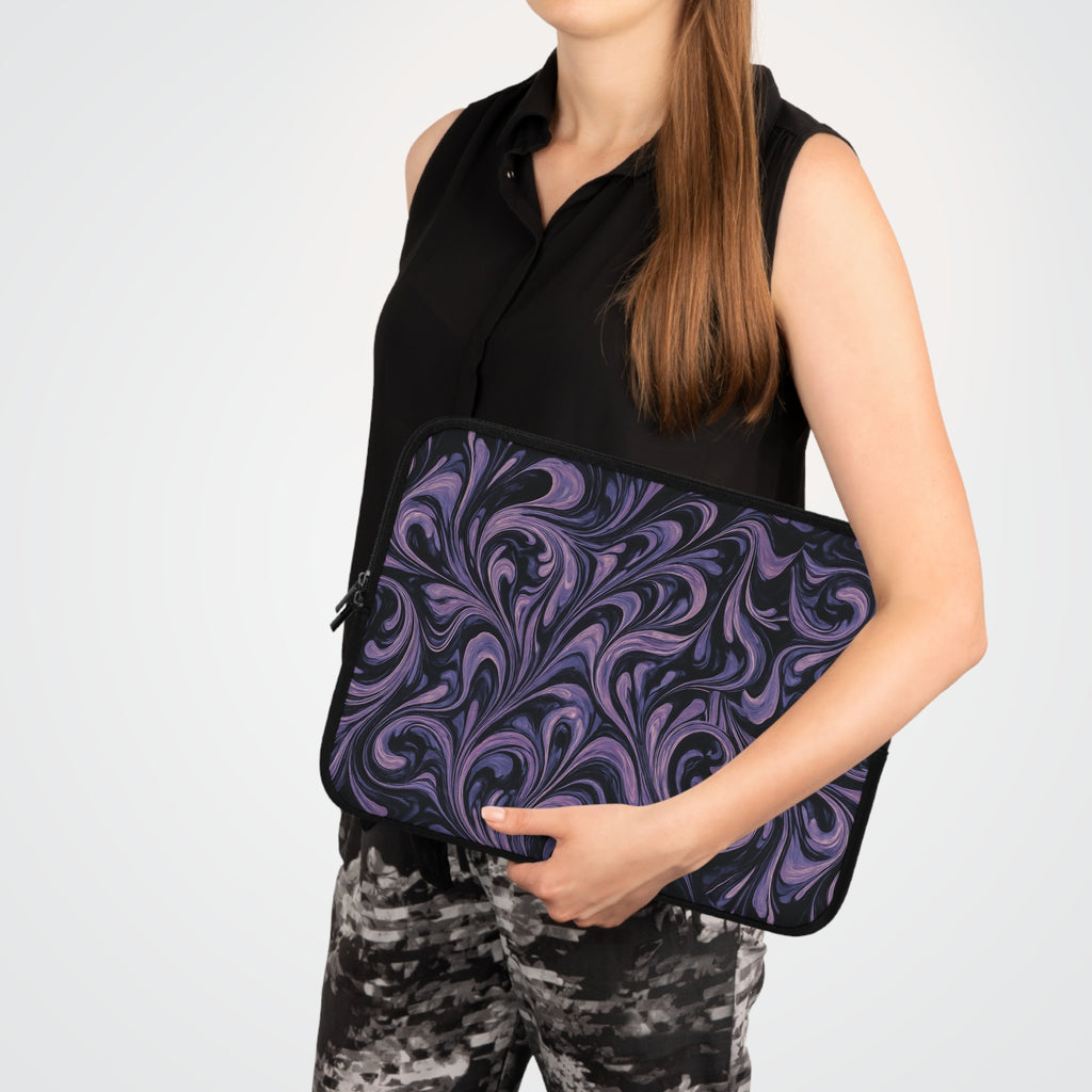 Elegant Purple Marbling Laptop and Tablet Sleeve - Stylish Computer Bag, Technology Accessory, Students, Work, and School